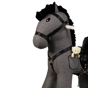 راکر اسب کودک چوبی طرح دار سفید - مشکی -اسباب بازی